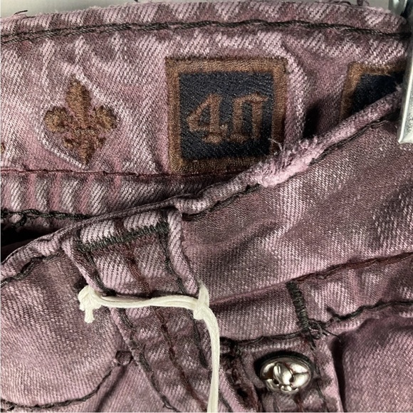 ROCK REVIVAL Moto Jeans Reid Biker Sz 40x 32 Embroidered Burgandy New With Tags - Picture 7 of 13